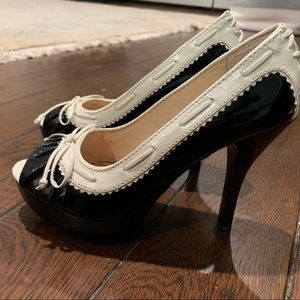 Michael Kors cream and black platform high heels